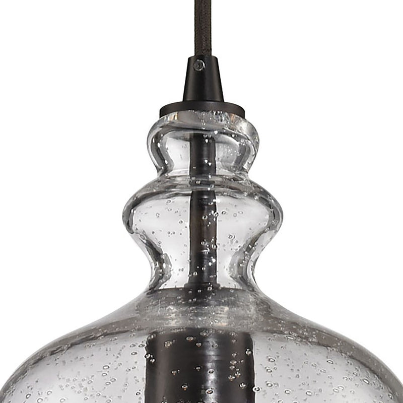 Atlas Lighting Menlow Park 6in 1-Light Mini Pendant | Transitional Oil Rubbed Bronze and Seeded Glass | Kitchen Island & Dining | Model CL11633-BZ