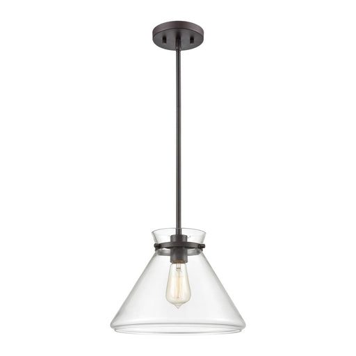 Atlas Lighting Mickley 12'' Wide 1Lt Mini Pendant, Bronze/Clear