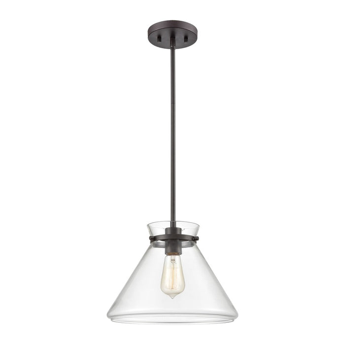 Atlas Lighting Mickley 12'' Wide 1Lt Mini Pendant, Bronze/Clear