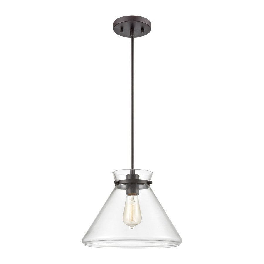 Atlas Lighting Mickley 12'' Wide 1Lt Mini Pendant, Bronze/Clear