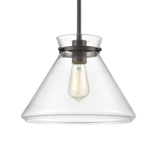 Atlas Lighting Mickley 12'' Wide 1Lt Mini Pendant, Bronze/Clear