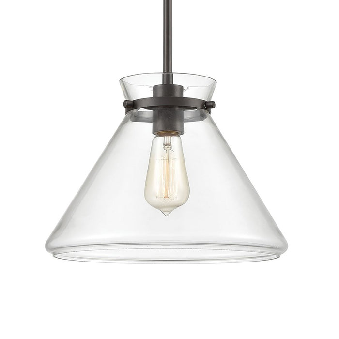 Atlas Lighting Mickley 12'' Wide 1Lt Mini Pendant, Bronze/Clear