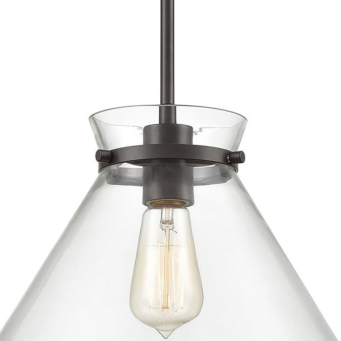 Atlas Lighting Mickley 12'' Wide 1Lt Mini Pendant, Bronze/Clear