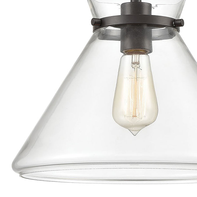 Atlas Lighting Mickley 12'' Wide 1Lt Mini Pendant, Bronze/Clear