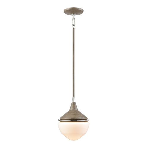 Atlas Mid-Century Schoolhouse 8''W 1Lt Mini Pendant, Pecan/WH