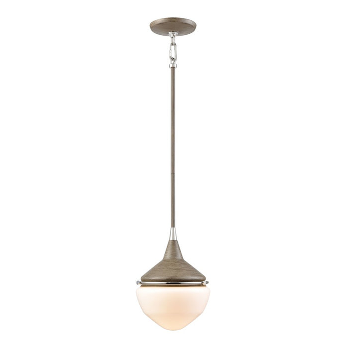 Atlas Mid-Century Schoolhouse 8''W 1Lt Mini Pendant, Pecan/WH