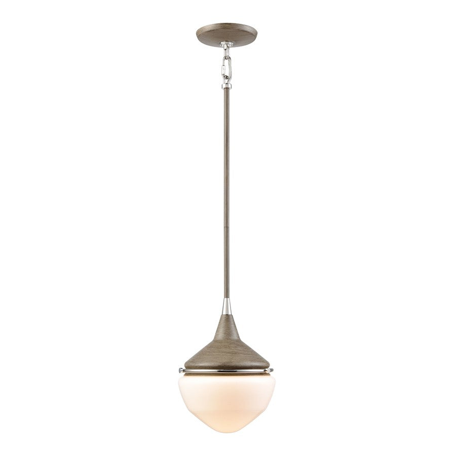 Atlas Mid-Century Schoolhouse 8''W 1Lt Mini Pendant, Pecan/WH