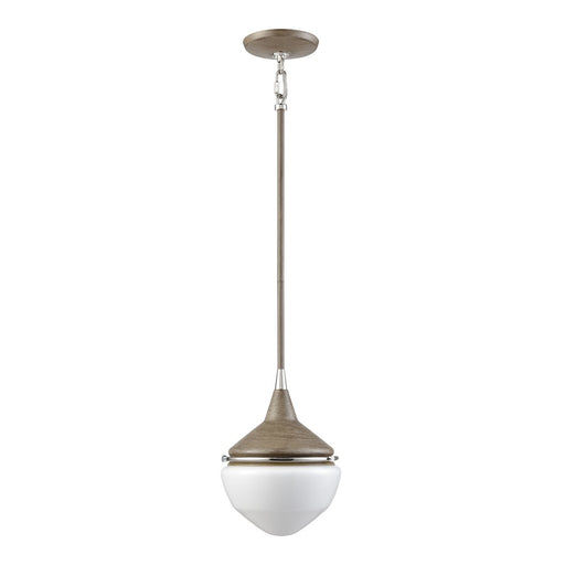 Atlas Mid-Century Schoolhouse 8''W 1Lt Mini Pendant, Pecan/WH