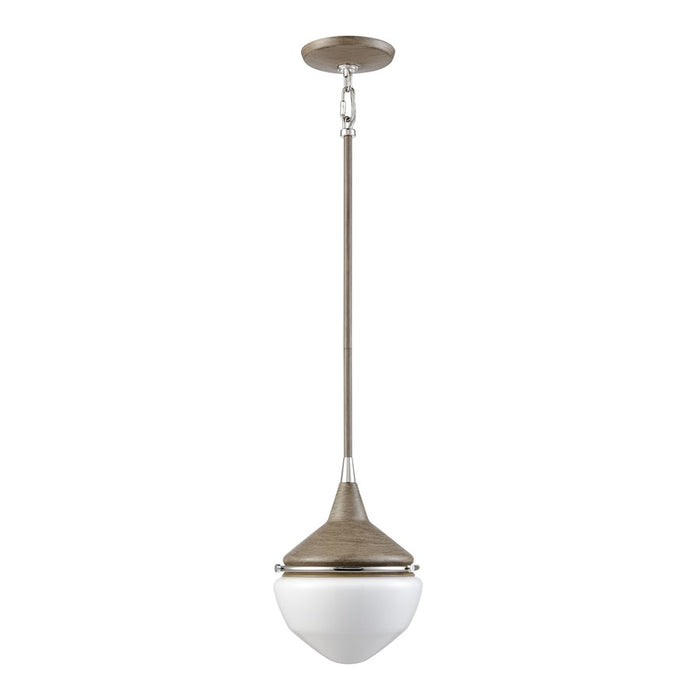 Atlas Mid-Century Schoolhouse 8''W 1Lt Mini Pendant, Pecan/WH