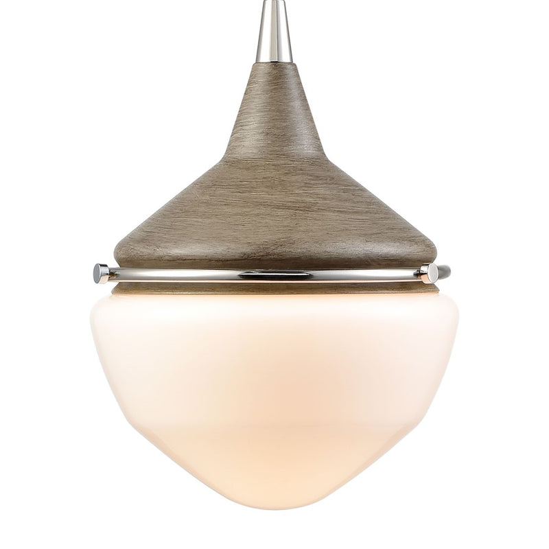 Atlas Mid-Century Schoolhouse 8''W 1Lt Mini Pendant, Pecan/WH