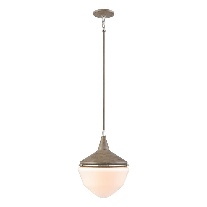 Atlas Mid-Century Schoolhouse 12''W 1Lt Mini Pendant, Pecan/WH