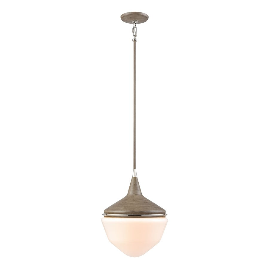 Atlas Mid-Century Schoolhouse 12''W 1Lt Mini Pendant, Pecan/WH