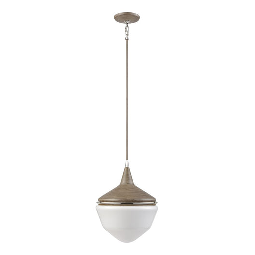 Atlas Mid-Century Schoolhouse 12''W 1Lt Mini Pendant, Pecan/WH
