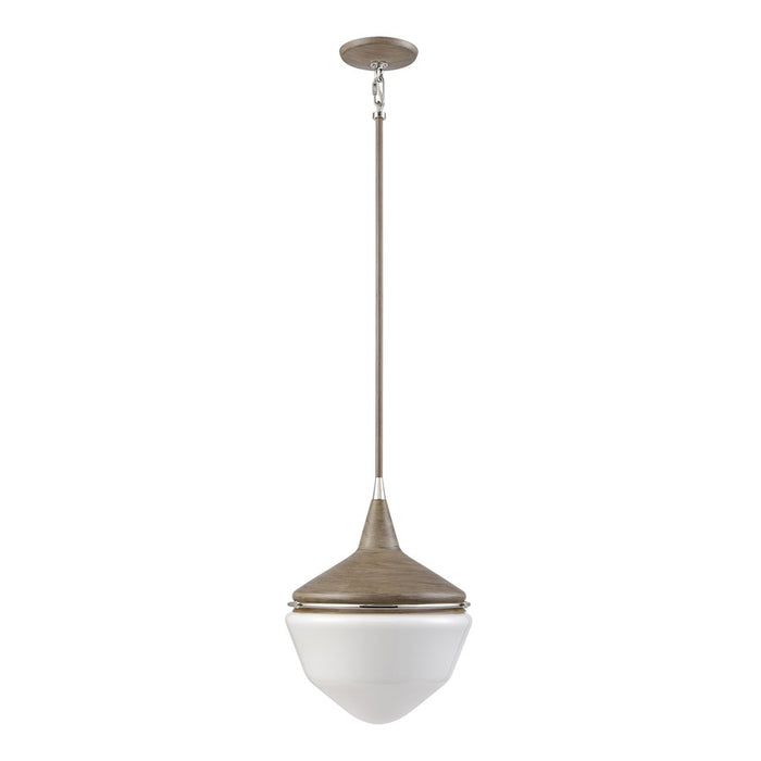 Atlas Mid-Century Schoolhouse 12''W 1Lt Mini Pendant, Pecan/WH