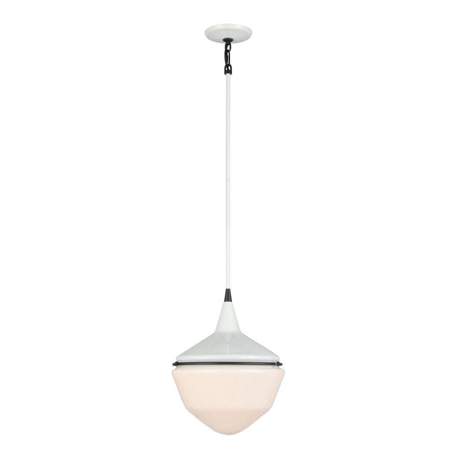 Atlas Lighting Mid-Century Schoolhouse 16"W 1Lt Mini Pendant, White