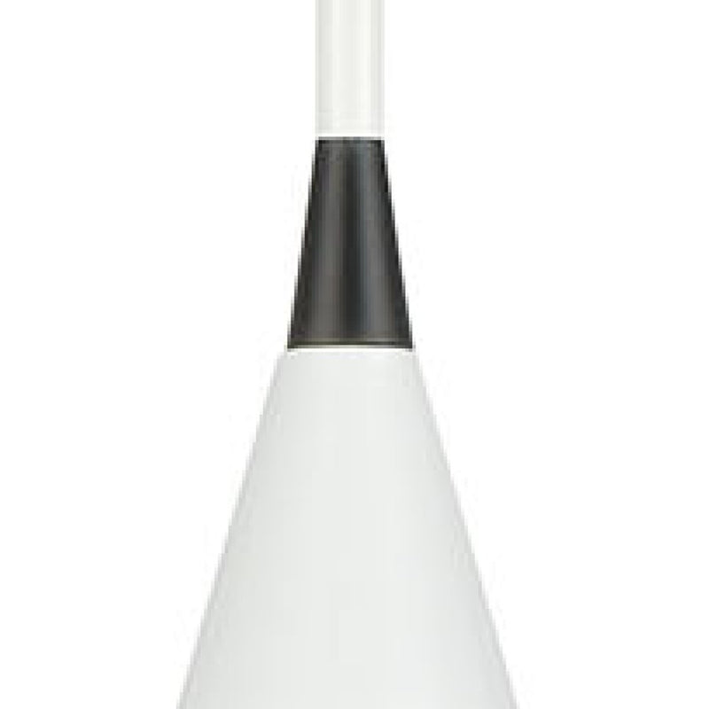 Atlas Lighting Mid-Century Schoolhouse 12in 1-Light Mini Pendant | Enamel White and Matte Black with White Glass | Kitchen Island | Model CL11636-WH