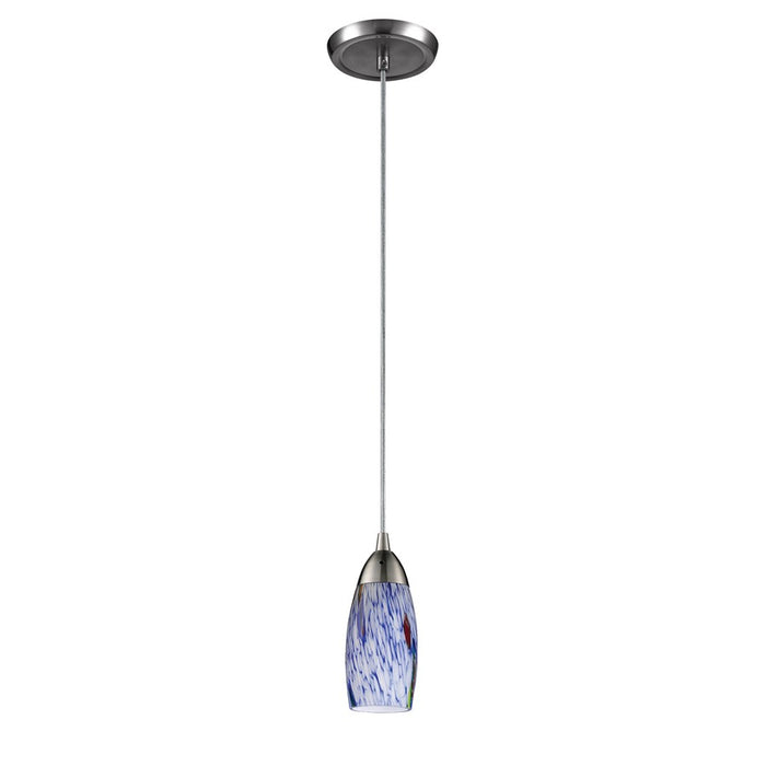 Atlas Lighting Milan 3'' Wide 1Lt Pendant, Nickel/Starburst Blue