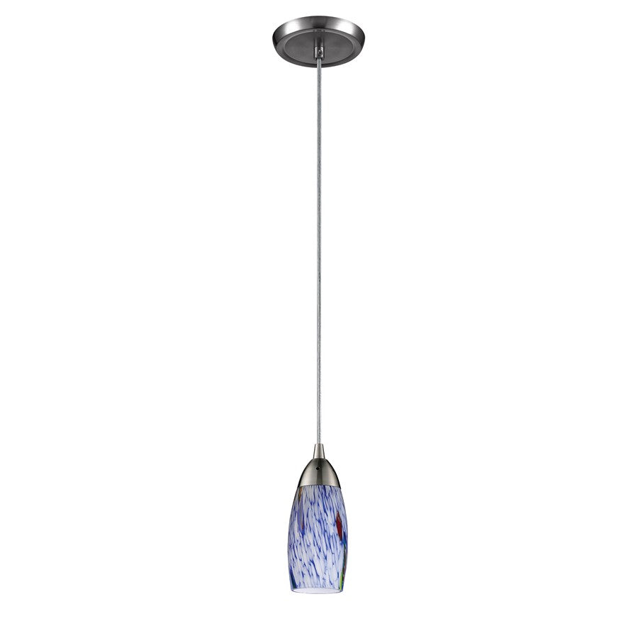 Atlas Lighting Milan 3'' Wide 1Lt Pendant, Nickel/Starburst Blue