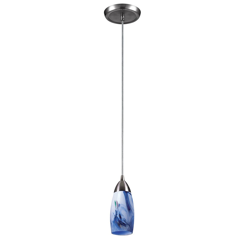 Atlas Lighting Milan 3in 1-Light Pendant | Satin Nickel and Multicolor Hand-Blown Glass | Kitchen Island & Dining Room | Model CL11637-BL2