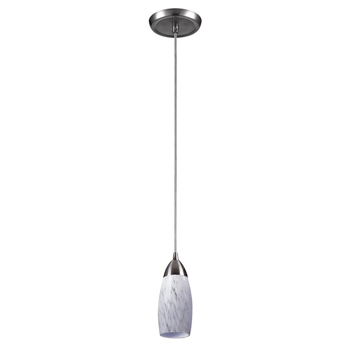 Atlas Lighting Milan 3'' Wide 1Lt Pendant, Nickel/Snow White Glass