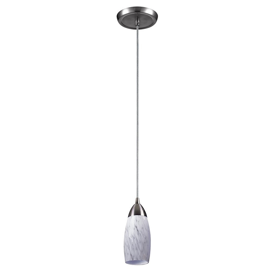 Atlas Lighting Milan 3'' Wide 1Lt Pendant, Nickel/Snow White Glass
