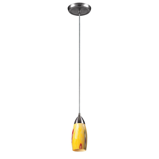 Atlas Lighting Milan 3''W 1Lt Pendant, Nickel/Yellow Blaze Glass