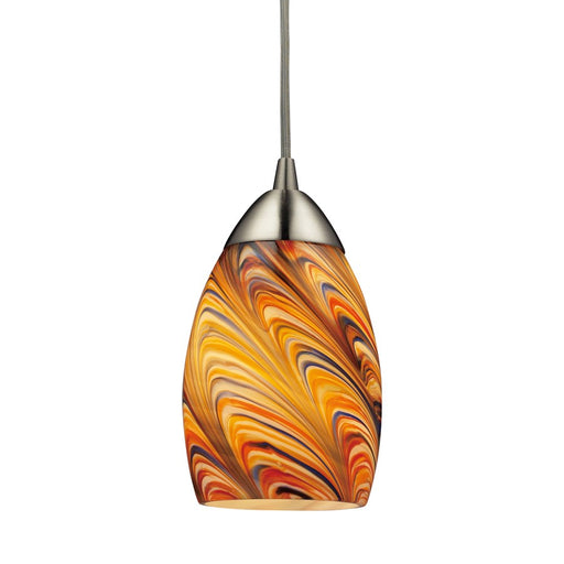 Atlas Lighting Vortex 4'' Wide 1Lt Pendant, Satin Nickel/Yellow