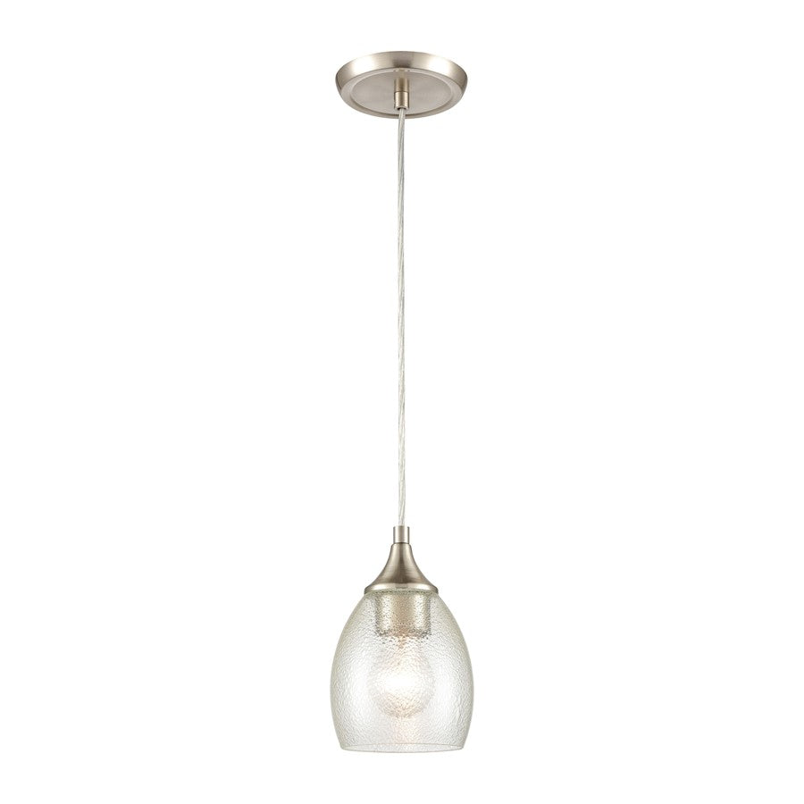 Atlas Lighting Miranda 5''W 1Lt Mini Pendant, Satin Nickel/White
