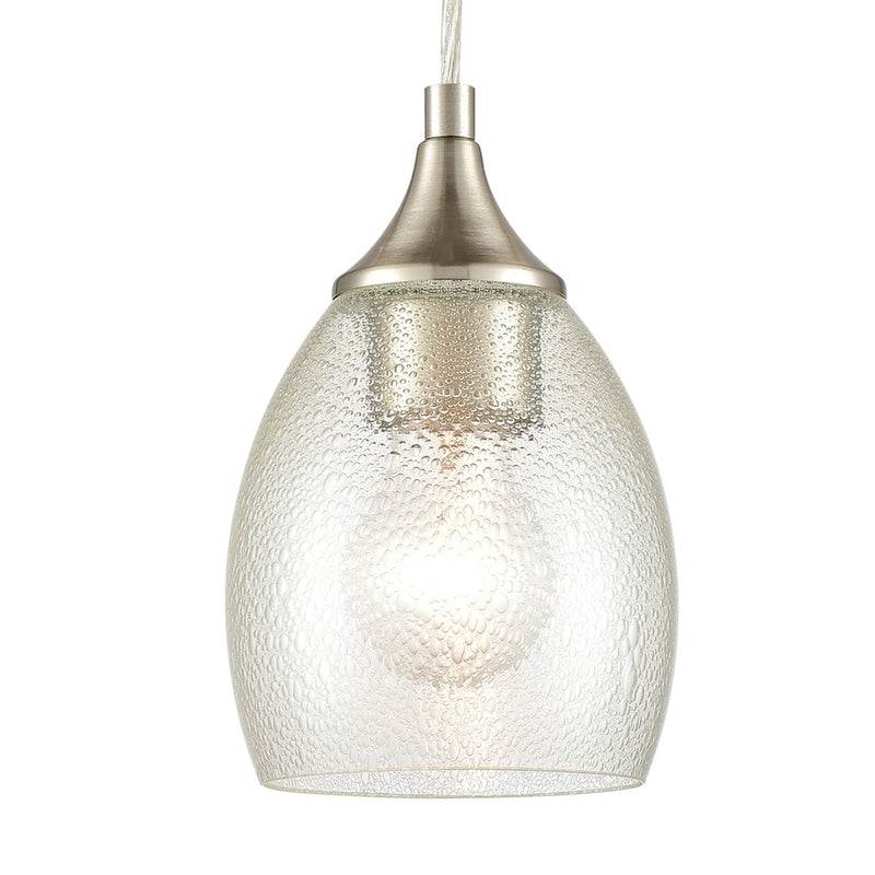 Atlas Lighting Miranda 5''W 1Lt Mini Pendant, Satin Nickel/White