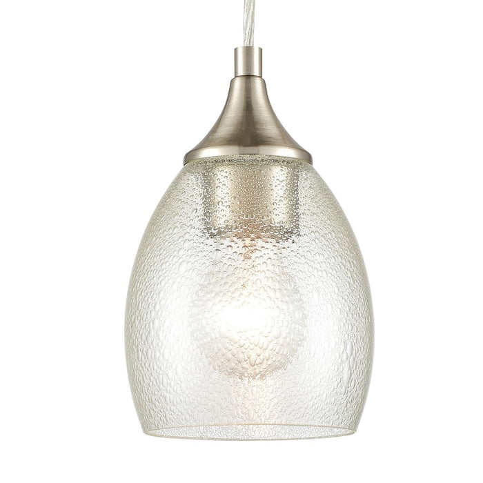 Atlas Lighting Miranda 5''W 1Lt Mini Pendant, Satin Nickel/White