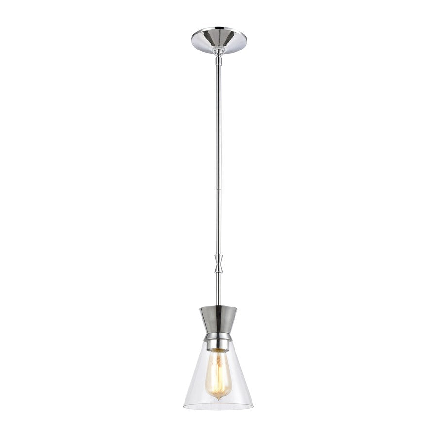 Atlas Lighting Modley 6'' Wide 1Lt Mini Pendant, Chrome/Clear