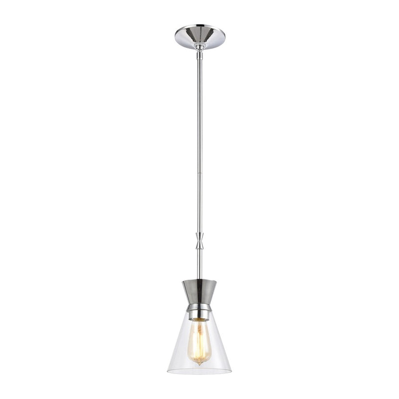 Atlas Lighting Modley 6in 1-Light Mini Pendant | Polished Chrome and Clear Glass | Kitchen Island & Dining Room | 6 x 6 x 13 in | Model CL11642-CH