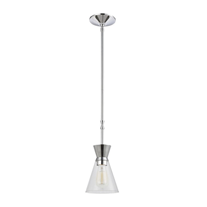 Atlas Lighting Modley 6'' Wide 1Lt Mini Pendant, Chrome/Clear