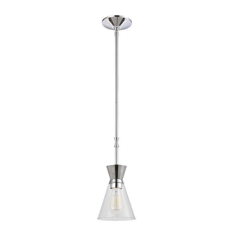 Atlas Lighting Modley 6in 1-Light Mini Pendant | Polished Chrome and Clear Glass | Kitchen Island & Dining Room | 6 x 6 x 13 in | Model CL11642-CH