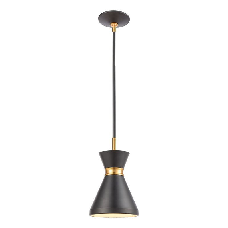 Atlas Lighting Modley 7in 1-Light Mini Pendant | Matte Black and Brushed Brass | Kitchen Island & Dining Room | 7 x 7 x 10 in | Model CL11643-BK