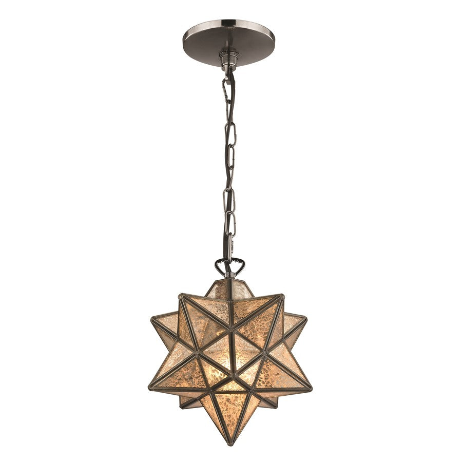 Atlas Lighting Moravian Star 9''W 1Lt Mini Pendant, Bronze/Mercury
