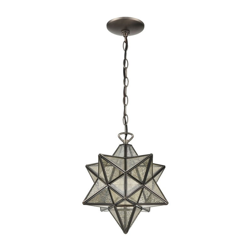Atlas Lighting Moravian Star 9''W 1Lt Mini Pendant, Bronze/Mercury