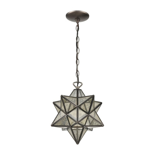 Atlas Lighting Moravian Star 9''W 1Lt Mini Pendant, Bronze/Mercury