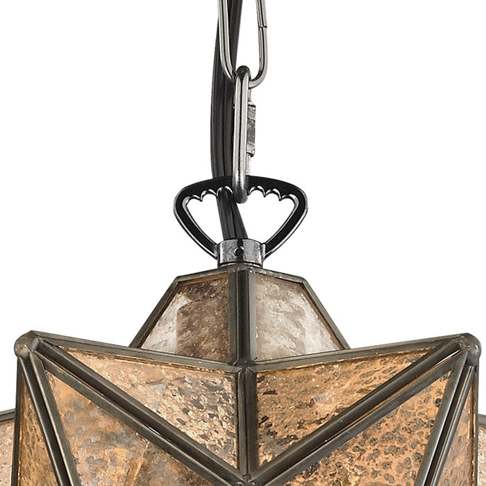 Atlas Lighting Moravian Star 9''W 1Lt Mini Pendant, Bronze/Mercury
