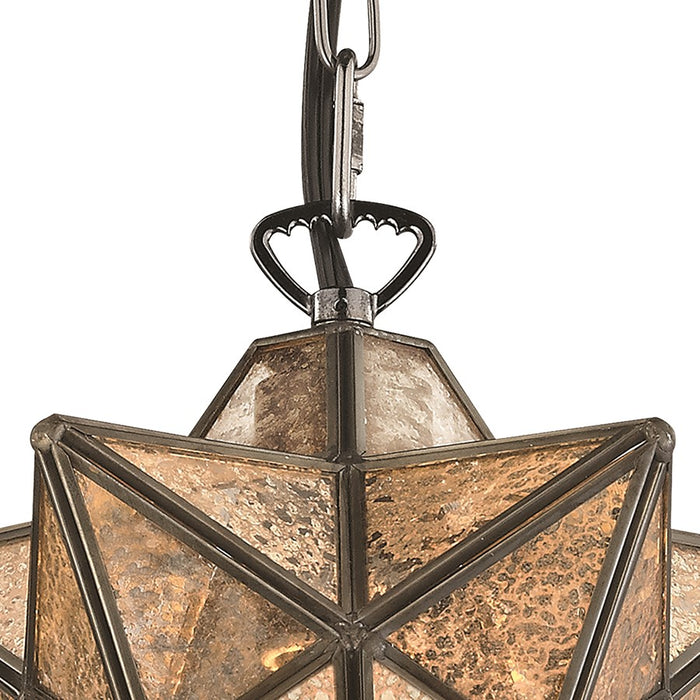 Atlas Lighting Moravian Star 9''W 1Lt Mini Pendant, Bronze/Mercury