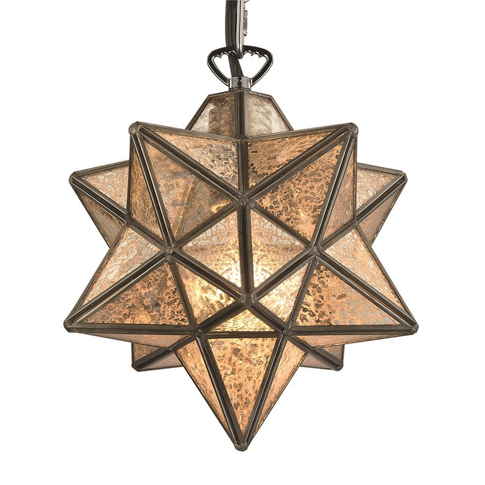 Atlas Lighting Moravian Star 9''W 1Lt Mini Pendant, Bronze/Mercury