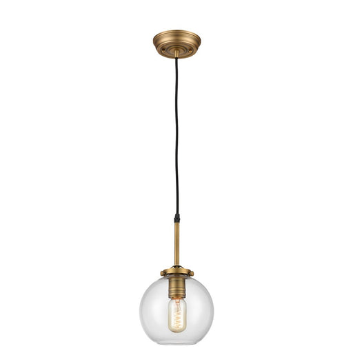 Atlas Lighting Mountain Creek 7''W 1Lt Mini Pendant, Brass/Clear