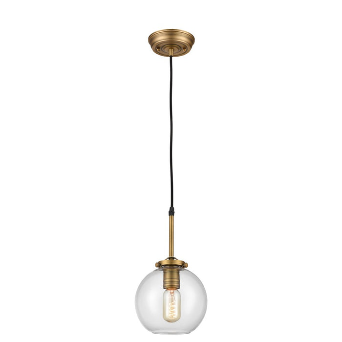Atlas Lighting Mountain Creek 7''W 1Lt Mini Pendant, Brass/Clear