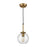 Atlas Lighting Mountain Creek 7''W 1Lt Mini Pendant, Brass/Clear