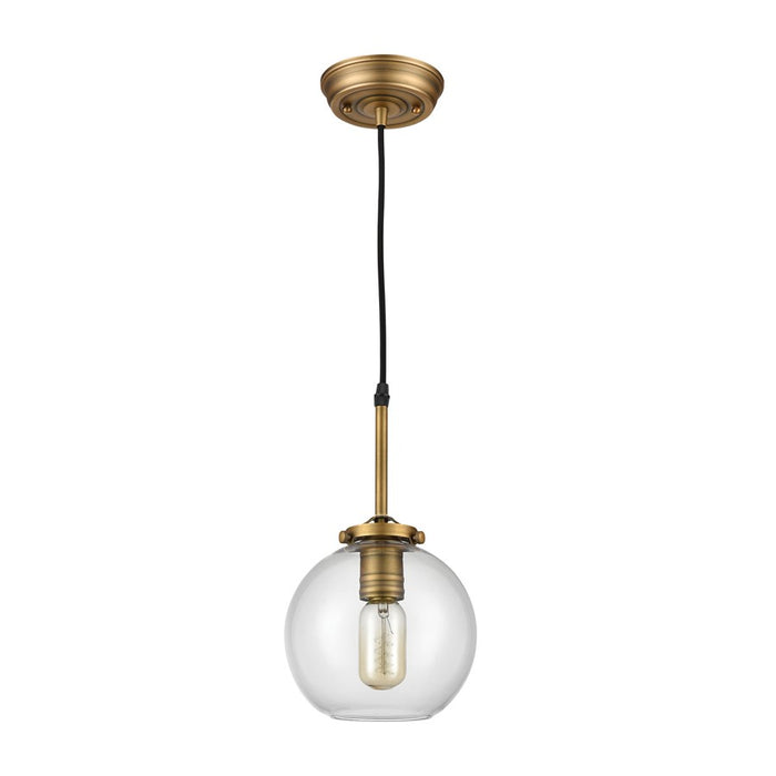 Atlas Lighting Mountain Creek 7''W 1Lt Mini Pendant, Brass/Clear