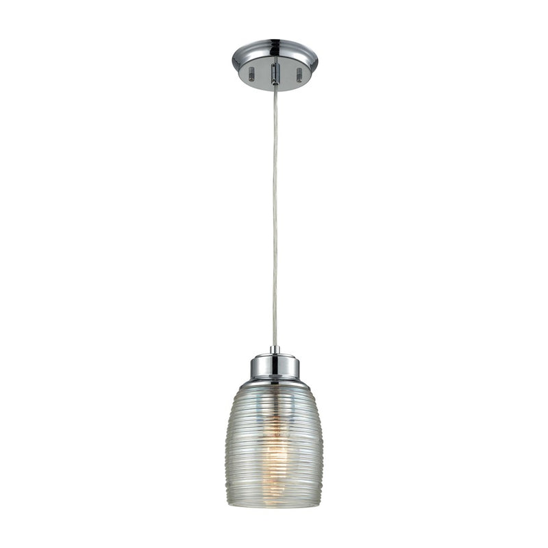 Atlas Lighting Muncie 5in 1-Light Pendant | Transitional Polished Chrome and Clear Glass | Kitchen Island & Dining Room | Model CL11647-SV