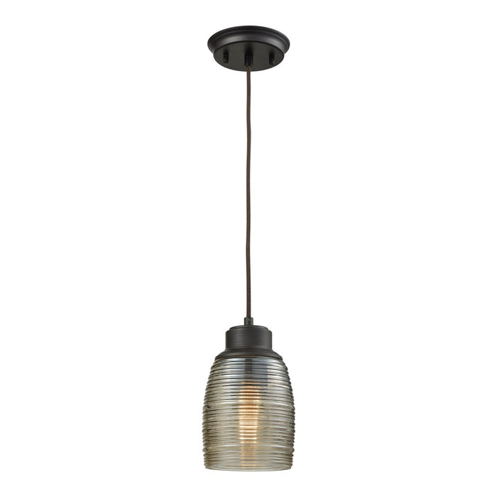 Atlas Lighting Muncie 5''W 1Lt Pendant, Bronze/Beige / Off White