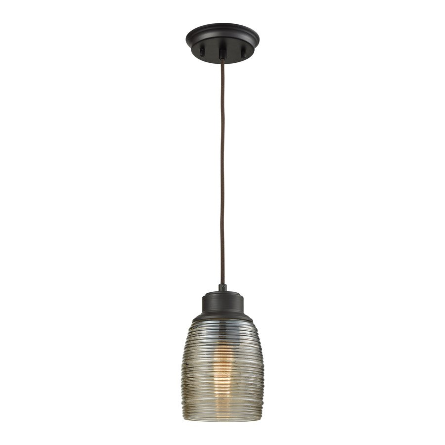 Atlas Lighting Muncie 5''W 1Lt Pendant, Bronze/Beige / Off White