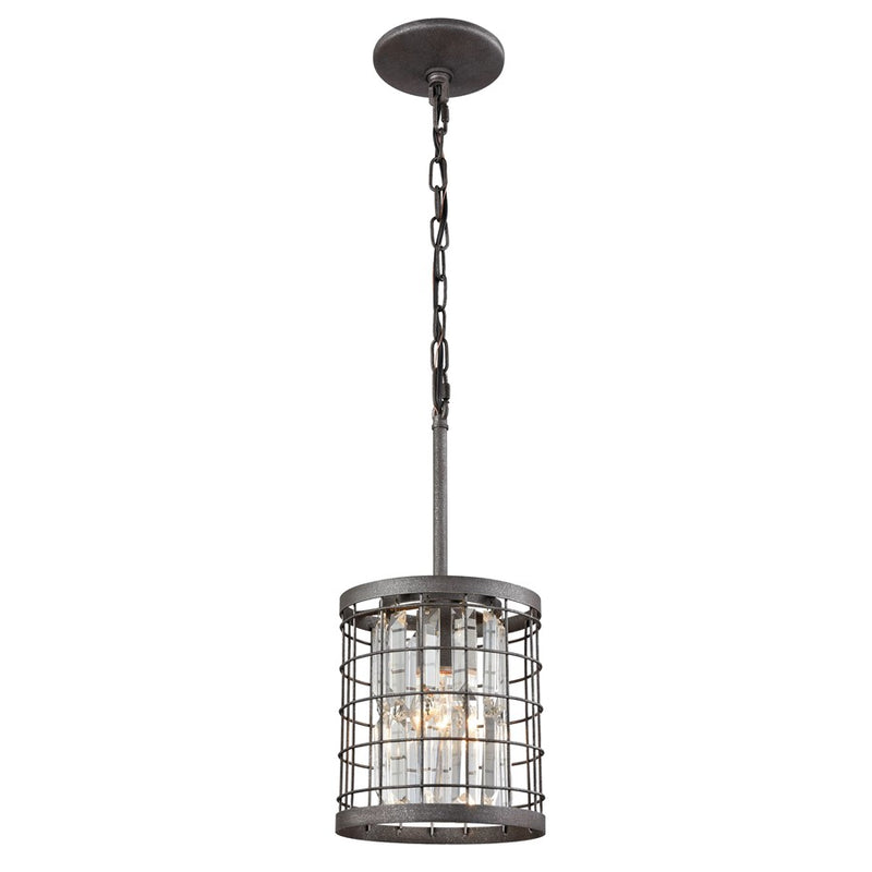 Atlas Lighting Nadina 7in 1-Light Mini Pendant | Transitional Silverdust Iron and Gray Metal | Kitchen Island & Dining Room | Model CL11649-GY