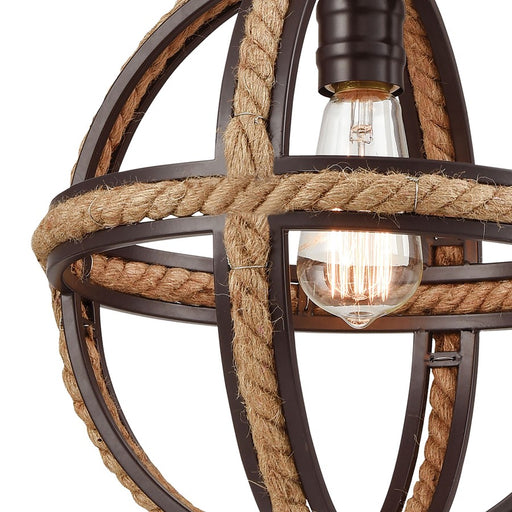 Atlas Lighting Natural Rope 12'' Wide 1Lt Mini Pendant, Bronze